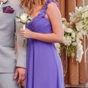 Lilac/Purple Long Bridesmaid Dress w/ Flower Strap